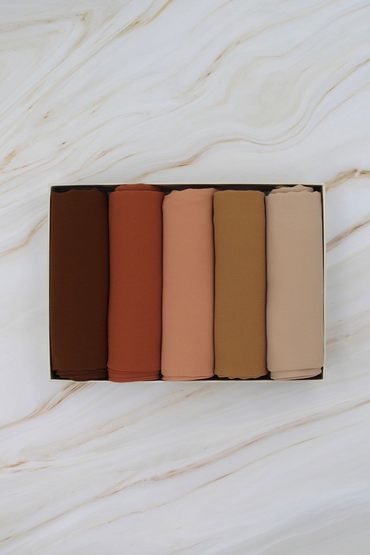 Pack Of 5 Georgette Hijab Box - Autumn