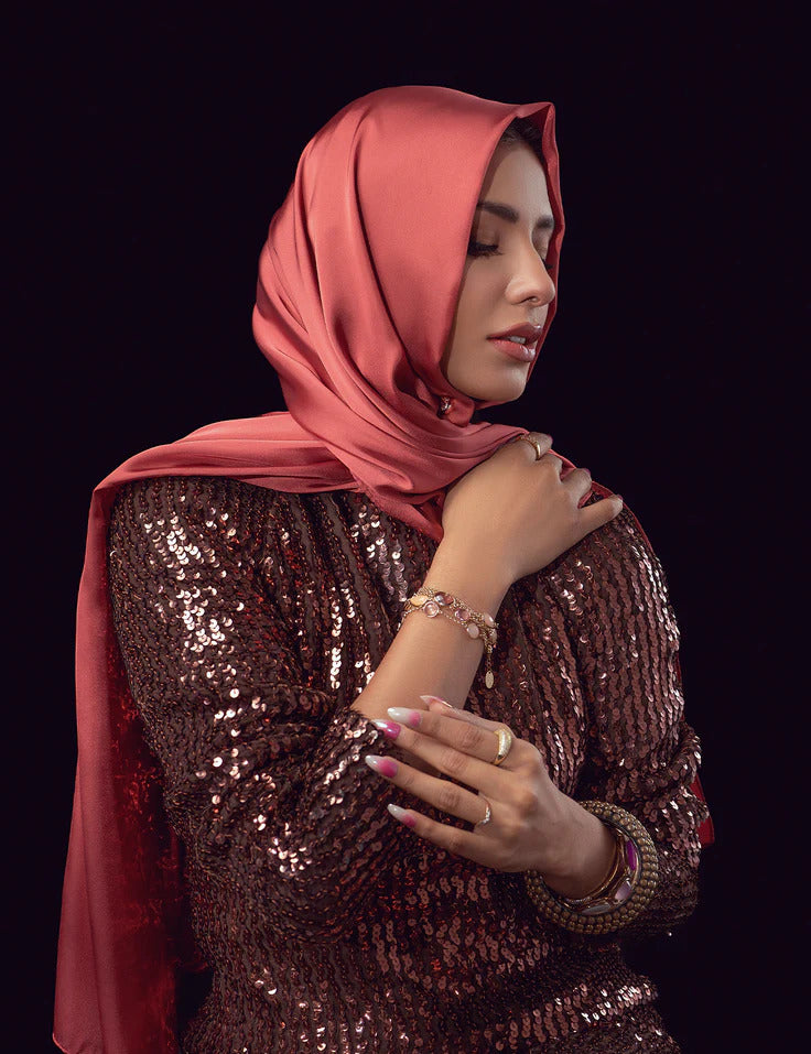 Stain Silk Hijab/Stoler - Rosewood