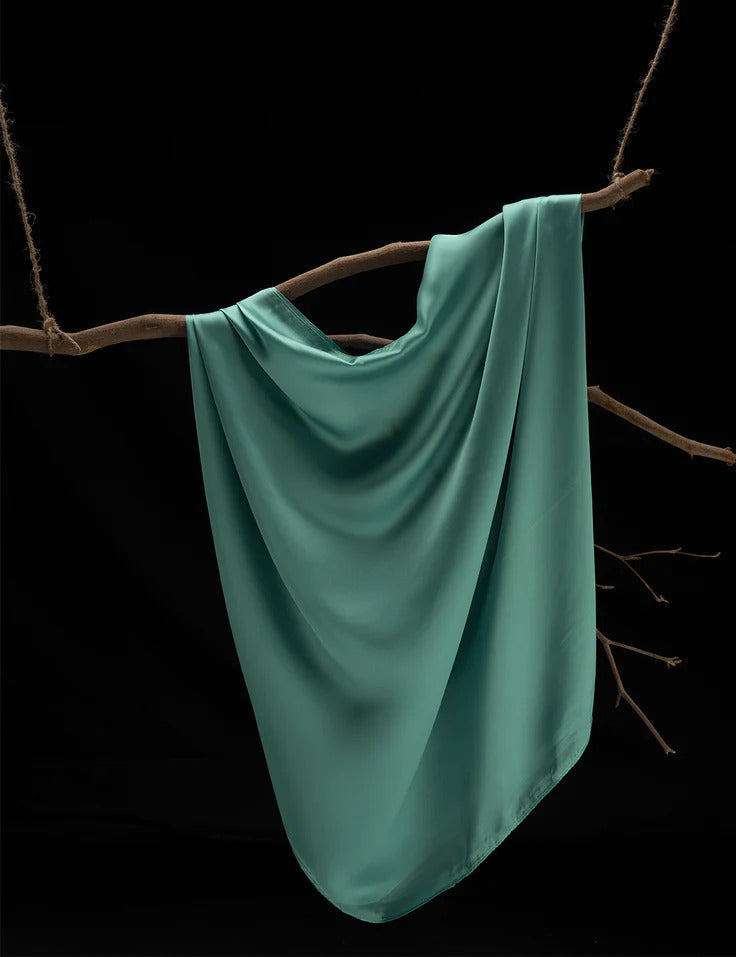 Stain Silk Hijab/Stoler - Turquoise