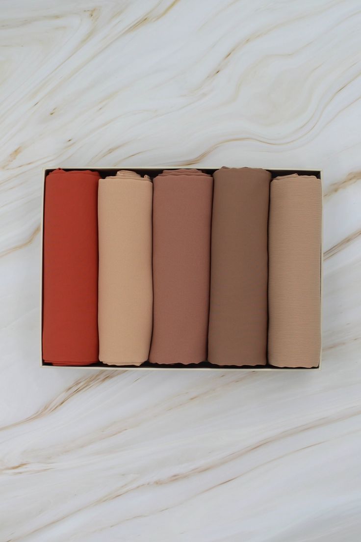 Pack Of 5 Georgette Hijab Box - Warm Palette