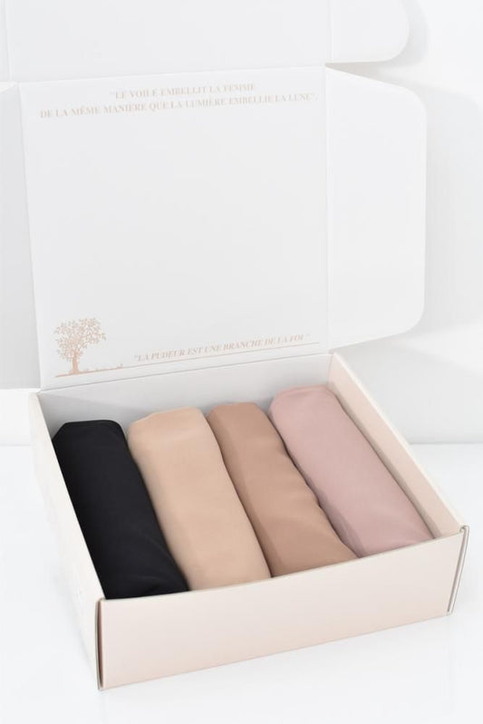 Pack Of 4 Georgette Hijab Box - Hot Chocolate