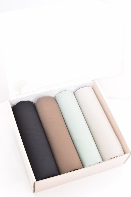 Pack Of 4 Georgette Hijab Box - Latte