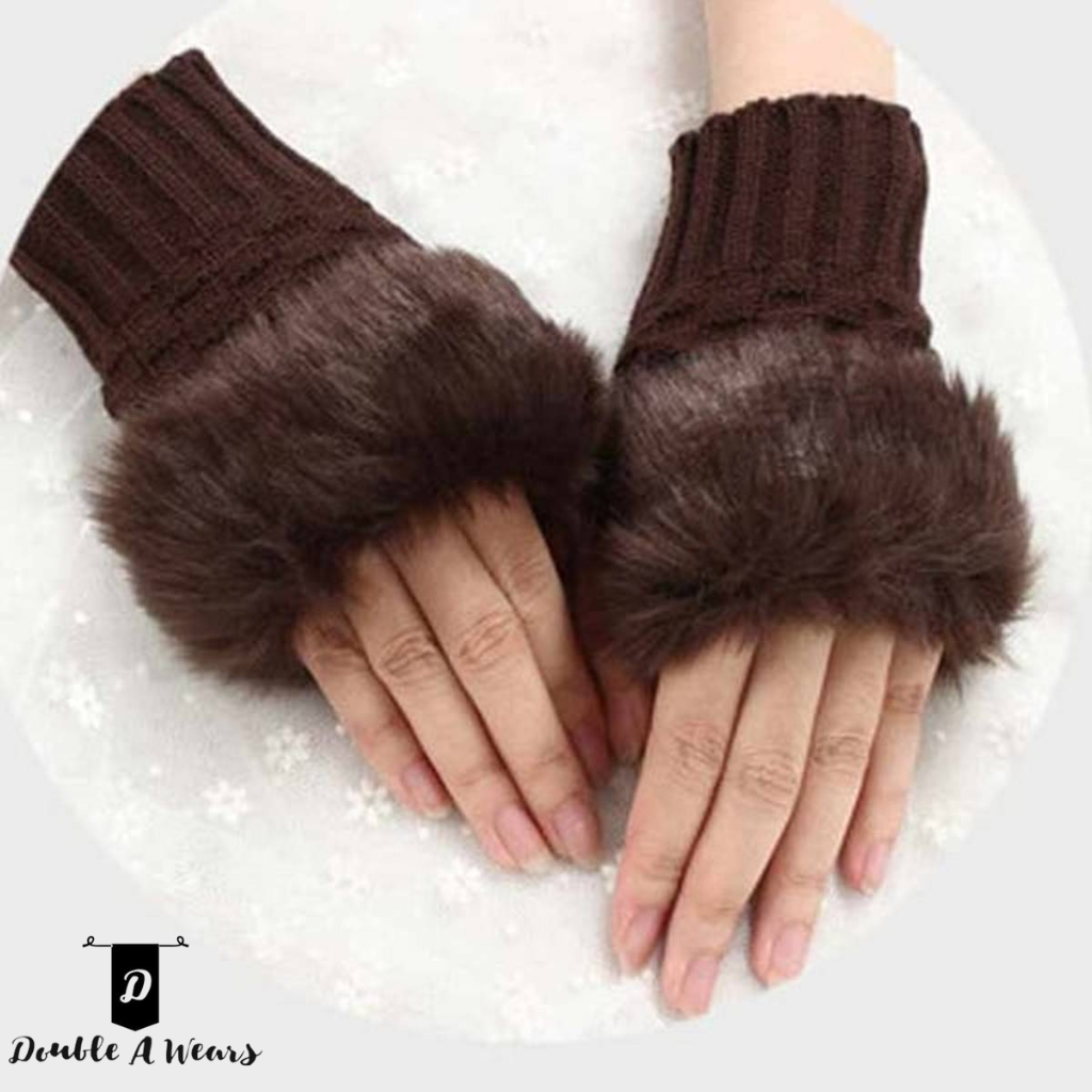 Brown Winter Wool Gloves For Women & Girls