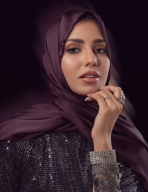Stain Silk Hijab/Stoler - Aubergine