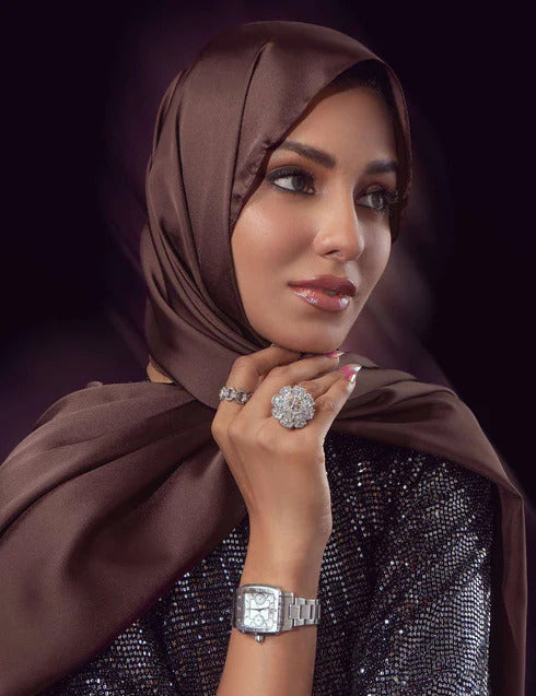 Stain Silk Hijab/Stoler - Chocolate