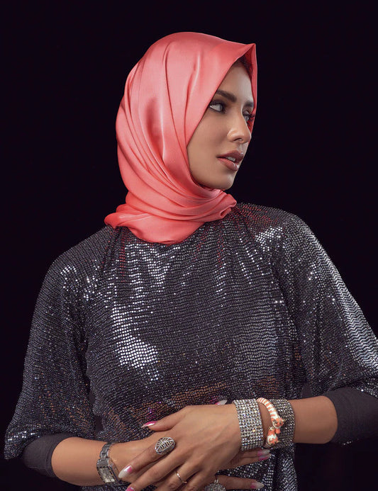 Stain Silk Hijab/Stoler - Flamingo