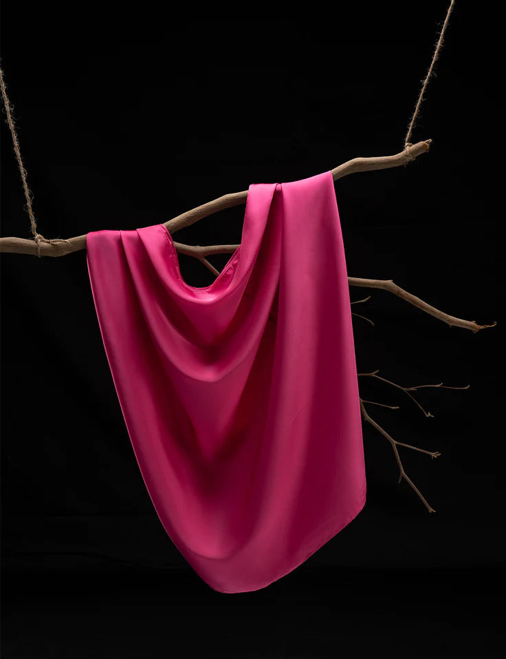 Stain Silk Hijab/Stoler - Hot Pink