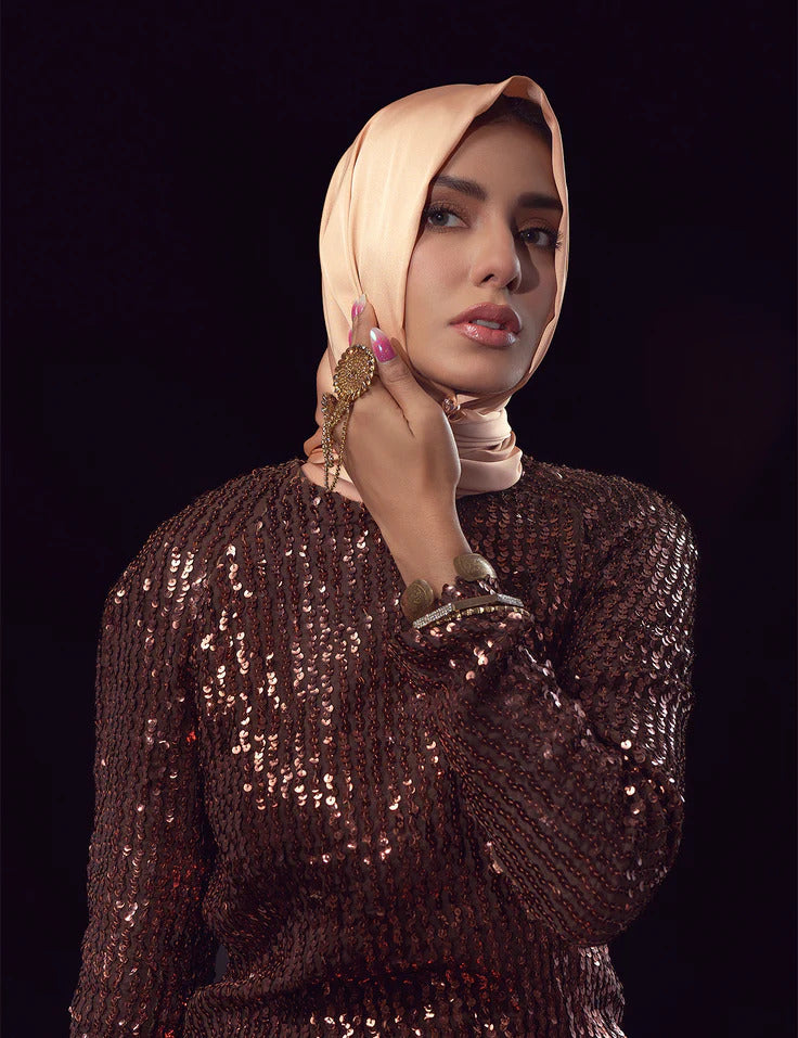 Stain Silk Hijab/Stoler - Peach