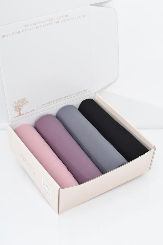 Pack Of 4 Georgette Hijab Box - Berry