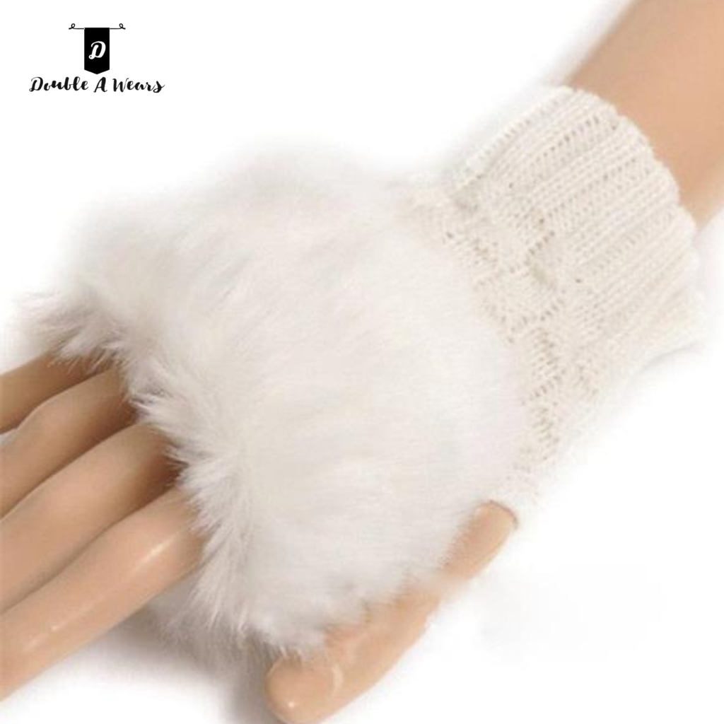 White Winter Wool Gloves For Women & Girls