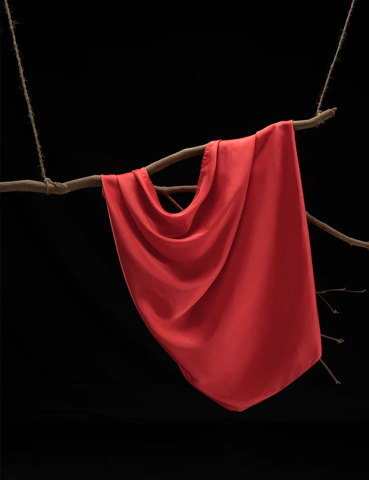 Stain Silk Hijab/Stoler - Apple Red