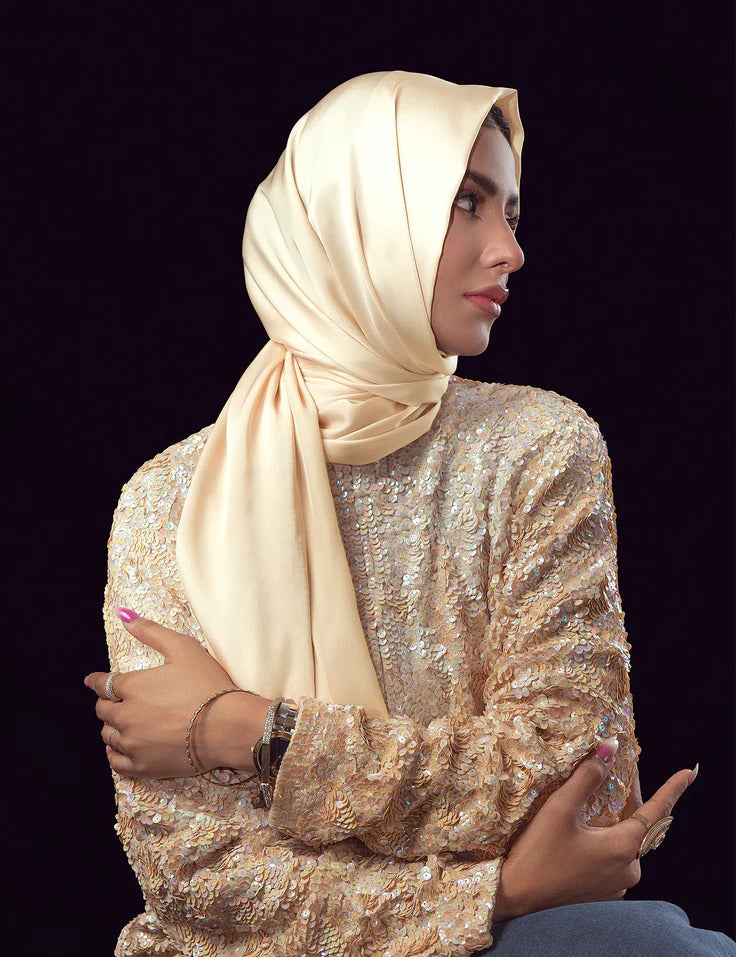 Stain Silk Hijab/Stoler -  Off-white