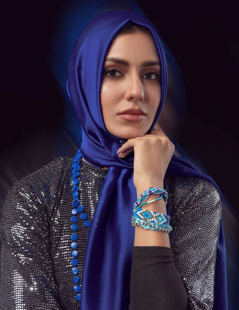 Stain Silk Hijab/Stoler - Royal Blue